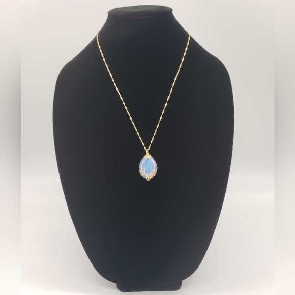 1262- Opalite Natural Stone Tree Of Life Necklace Handmade NWT - Picture 1 of 6